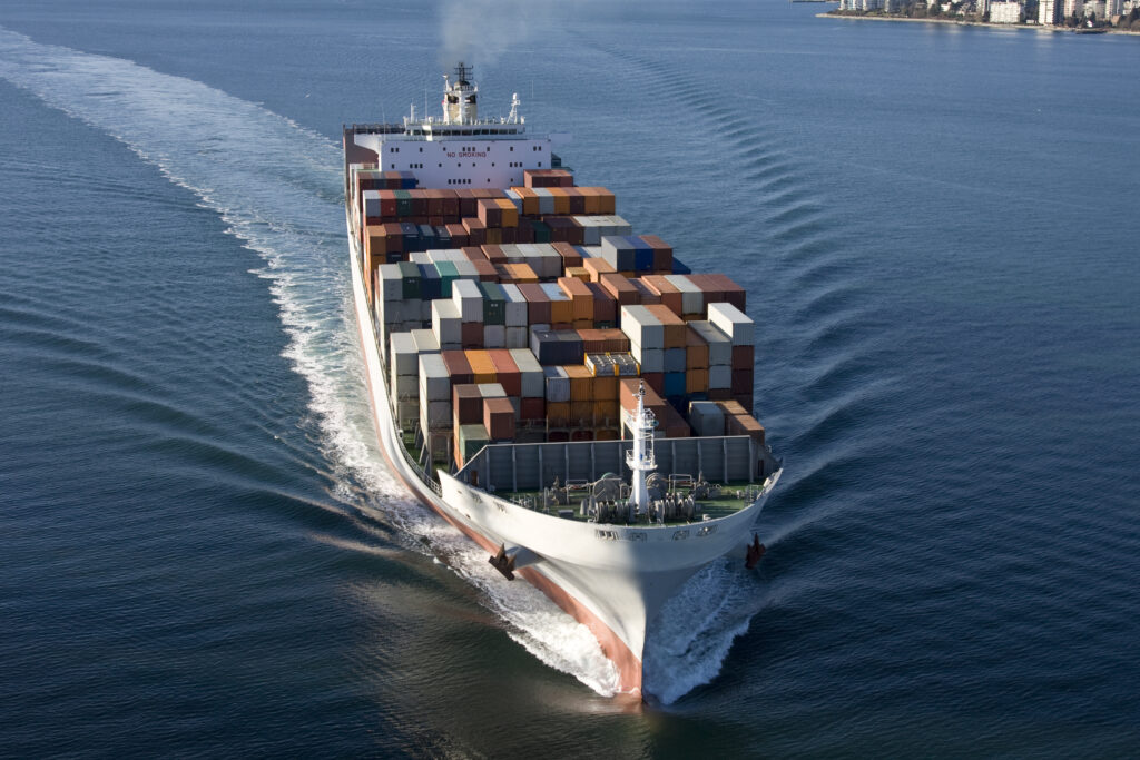 a large cargo container ship