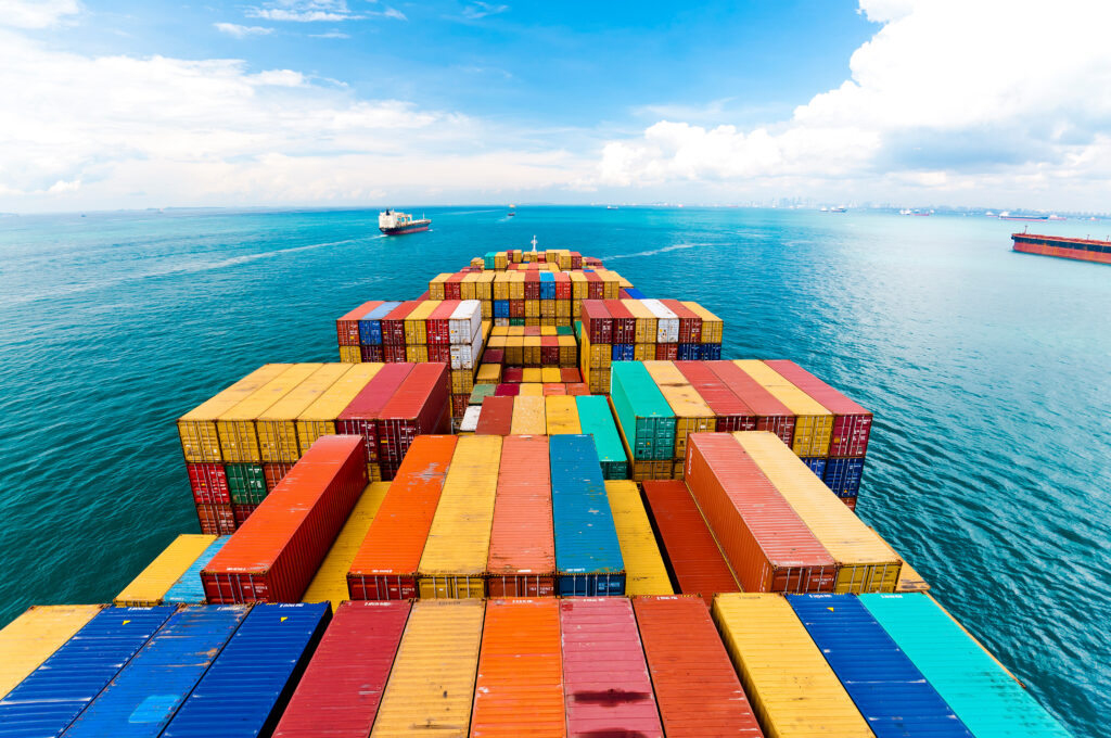 cargo ships entering one busiest ports in world singapore